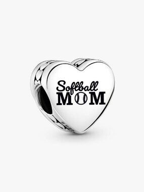PandoraSoftball Mom Heart Charm